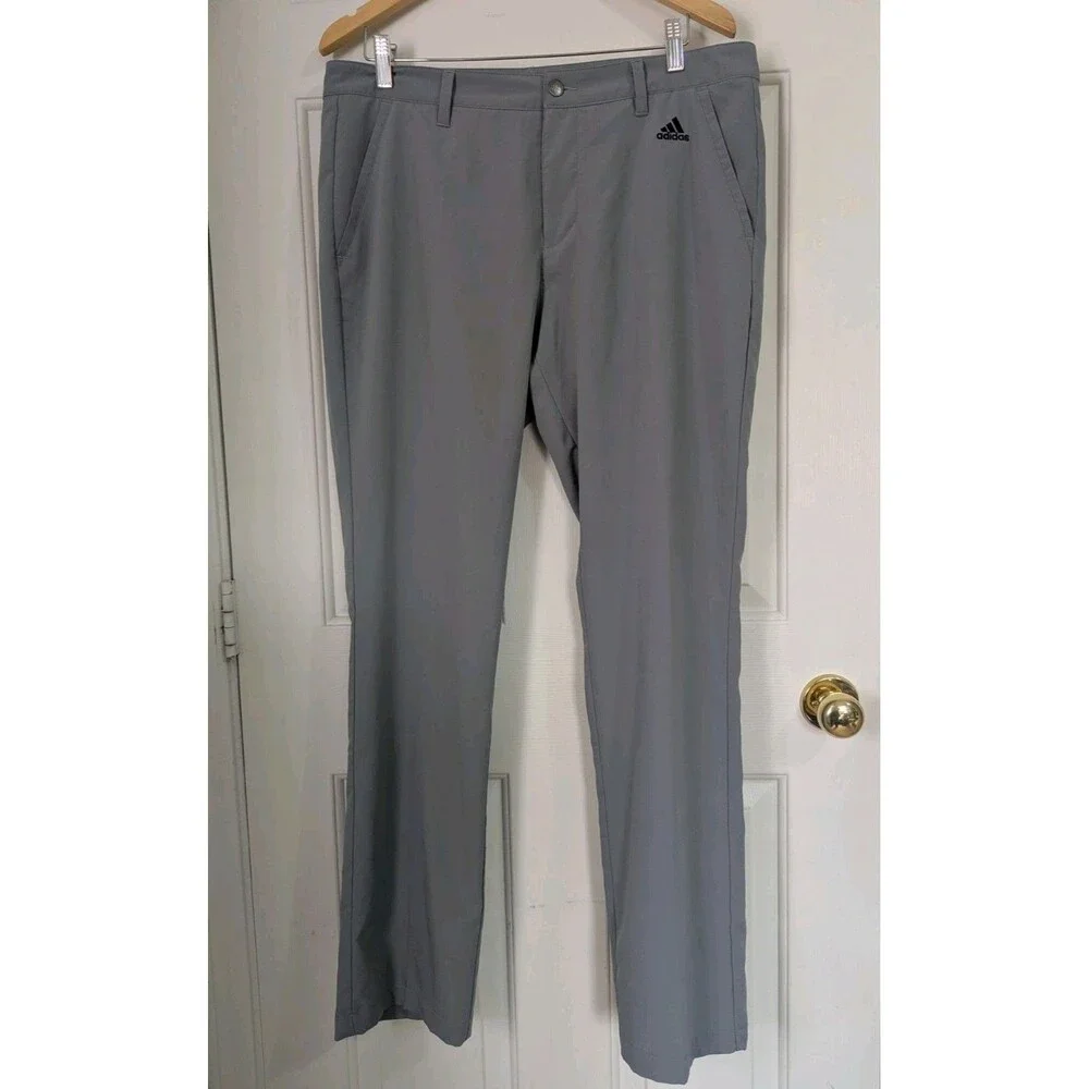 ADIDAS Golf Chino Pants Mens 32x32 Gray Performance Stretch Lightweight Logo